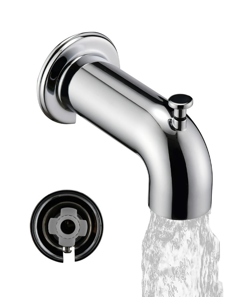 LOCALAND Slip-On Extra Long Tub Spout with Diverter, 1/2 Inch Slip Fit Connection,Chrome Plated - Image 1